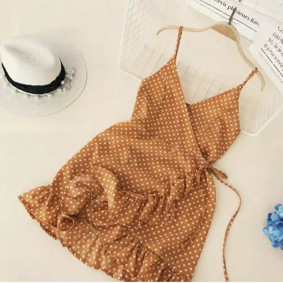 Dresses & Skirts - Dress polka dot sunflower ruffle summer womens yellow